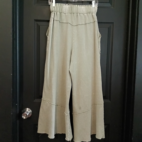 easel Sz. S Sage Feeling Good 100% Cotton Washed Terry Wide Leg Pants - Picture 13 of 16